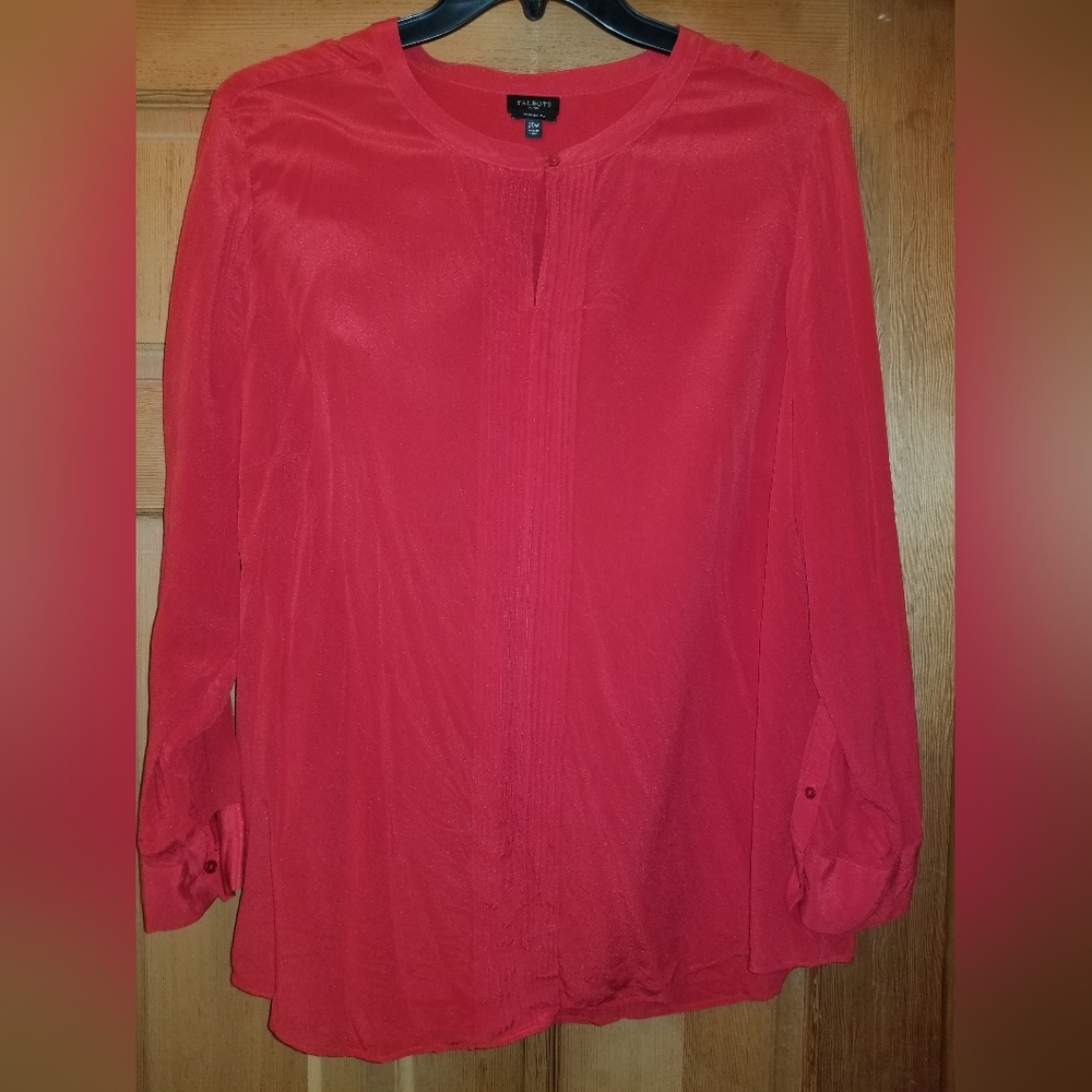 Talbot's 100% Silk Red Blouse 20 Women's